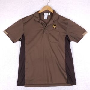 WearGuard UPS Uniform Polo Shirt Mens Large L Brown Short Sleeve Pocket Workwear